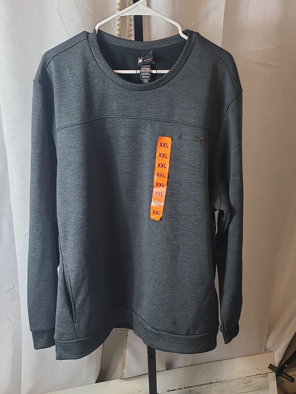 Spyder Active Side Pockets Crewneck Fleece Sweatshirt in dark Grey XXL.  NEW